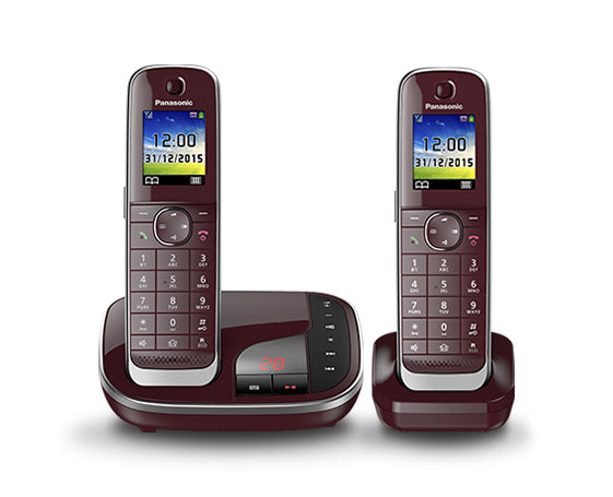 Panasonic Schnurlostelefon mit AB KX-TGJ322GR Duo - weinrot Panasonic Schnurlostelefon mit AB KX-TGJ322GR Duo - weinrot